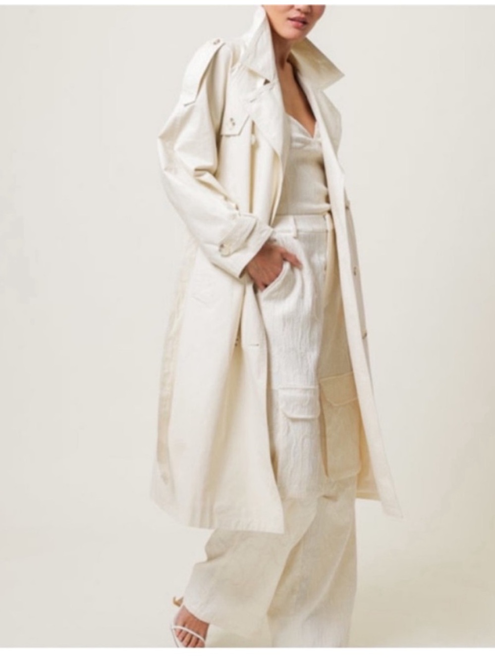 London Fog Double breasted Lightweight Cream Trench Coat